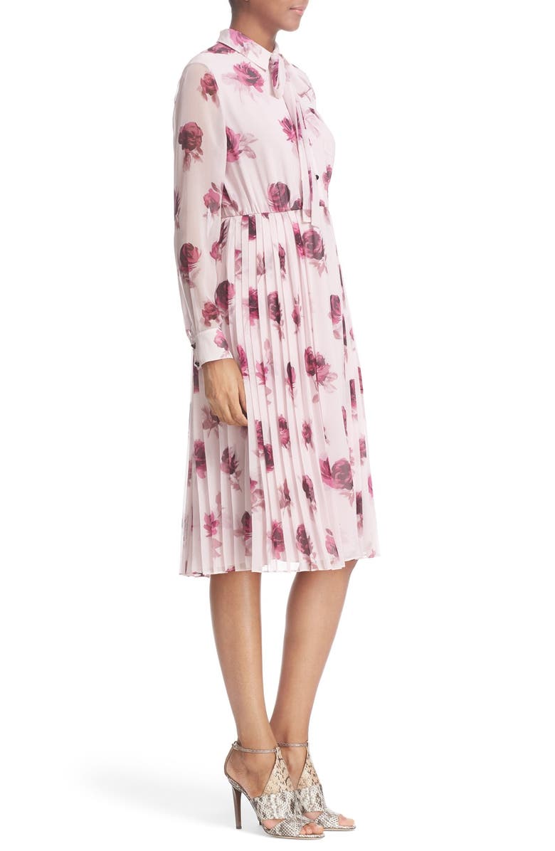 Kate Spade New York 'encore rose' tie neck pleat chiffon dress, Alternate, color,