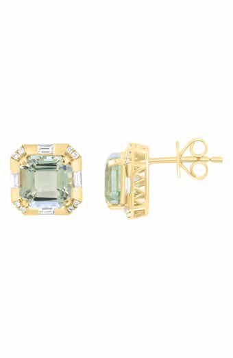 Green Amethyst & Diamond Earrings