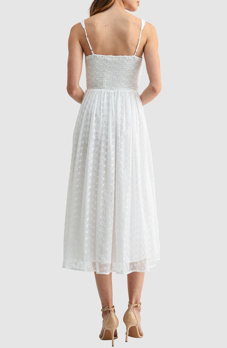 Lush Square Neck Eyelet Midi Dress, Alternate, color, Off White