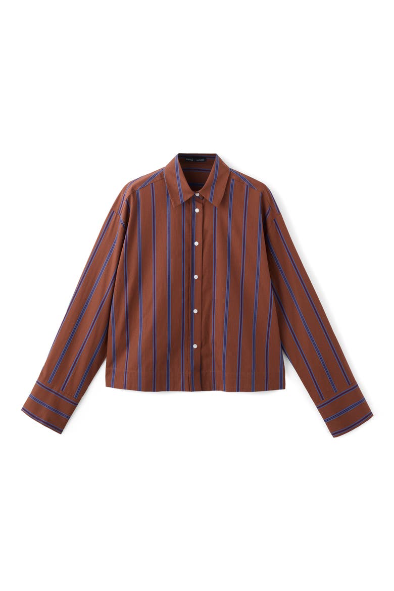 Stripe Cotton Shirt, Alternate, color, RUSSET