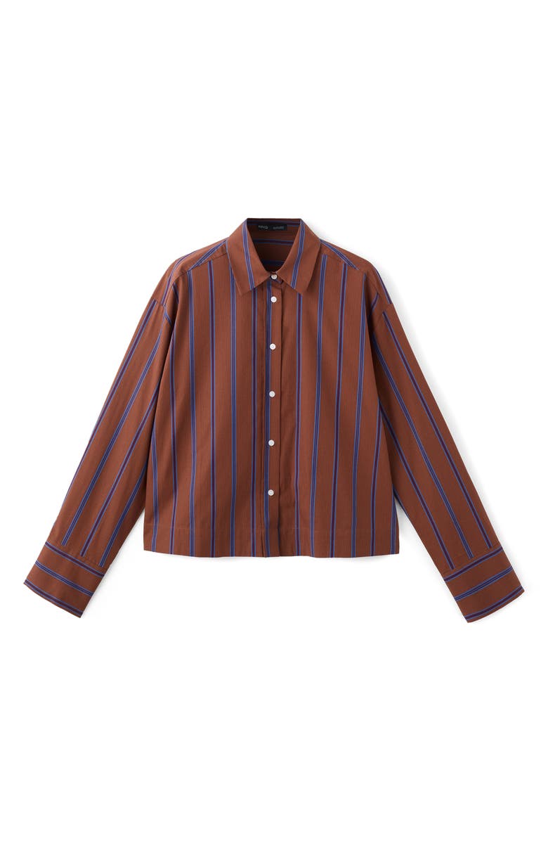 MANGO Stripe Cotton Shirt, Alternate, color, Russet