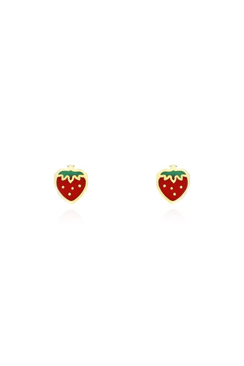 Strawberry Enamel Stud Earrings, Alternate, color, Red Enamel