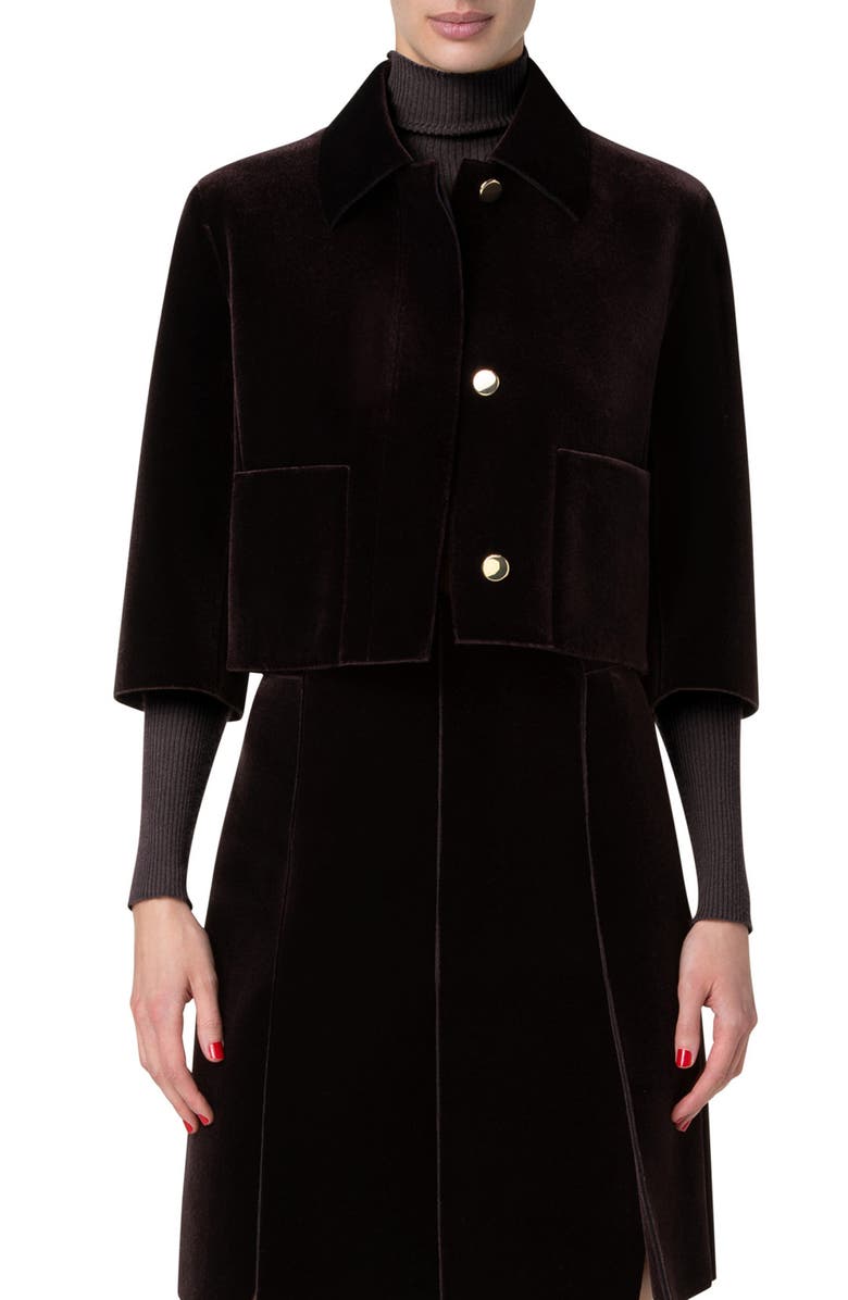 Akris Winslow Velvet Spacer Knit Crop Jacket, Main, color, 