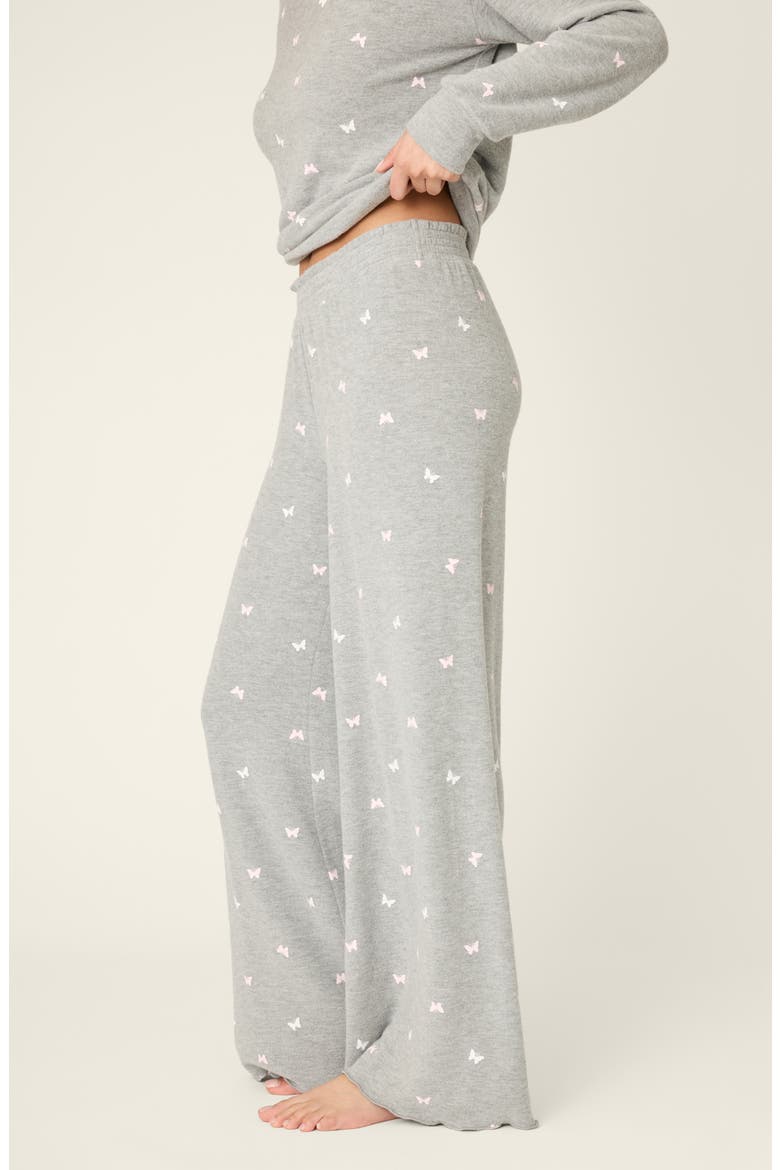 Peachy Mix Match Butterfly Pajama Pants, Alternate, color, HEATHER GREY