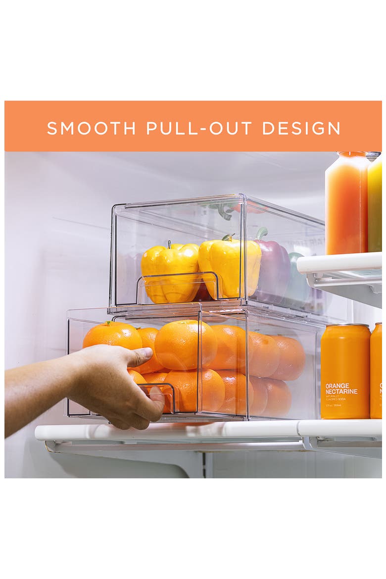 Large Set of 2 Fridge Organizer Drawers, Alternate, color, CLEAR