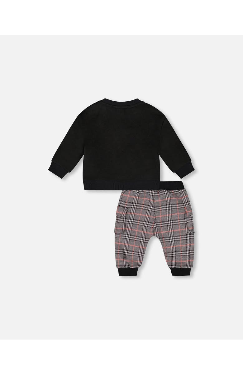 Deux par Deux Sweater and Cargo Pants Set with Moose Applique, Alternate, color, Black