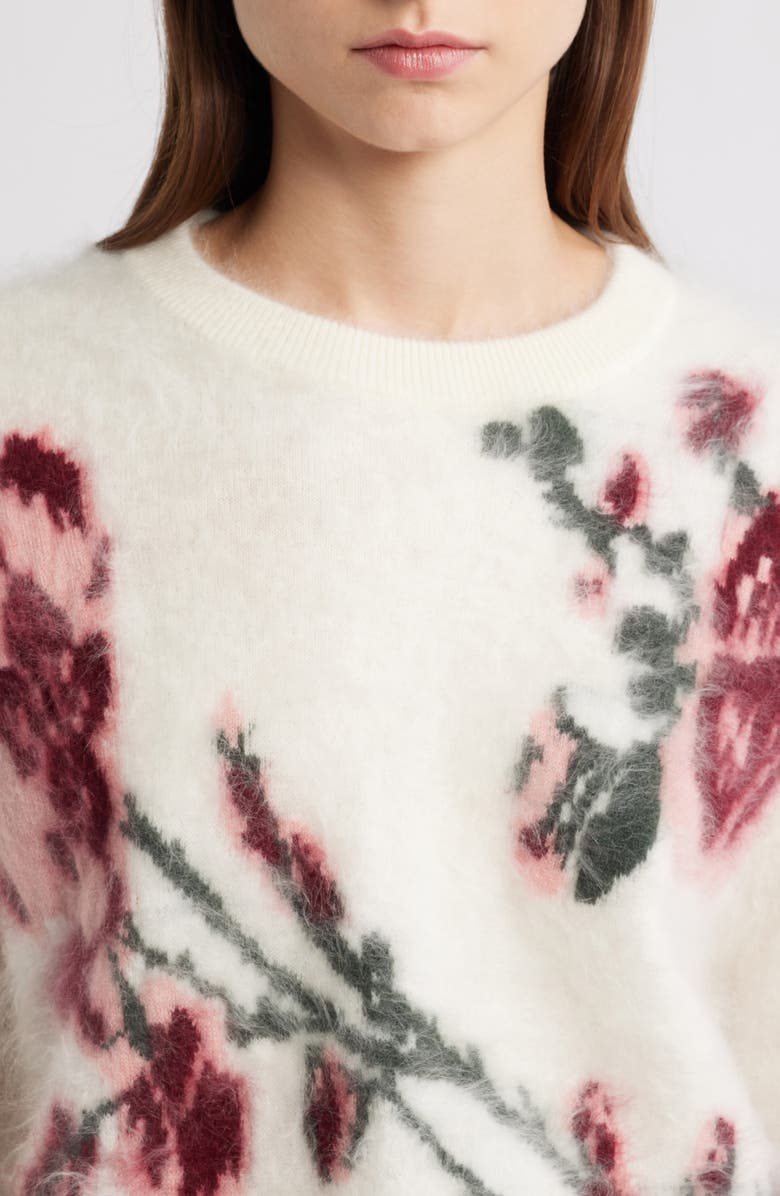 Elie Tahari The Roberta Floral Cashmere Crewneck Sweater, Alternate, color, Horizon Blue Floral