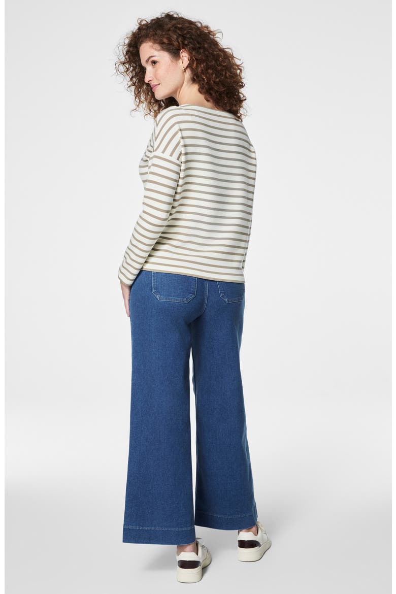 AirEssentials Stripe Boatneck Top, Alternate, color, PORCELAIN FAWN