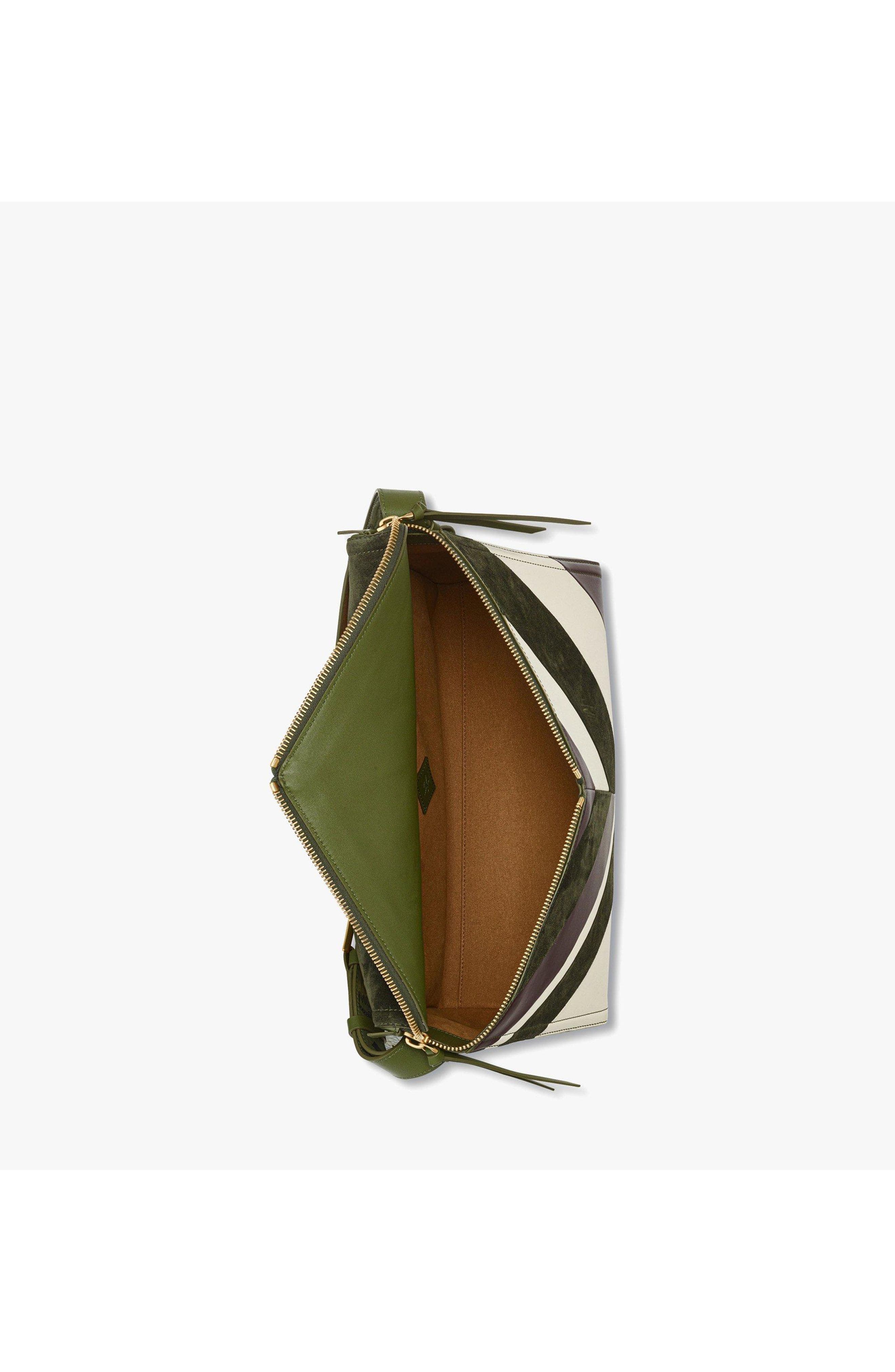 Medium Diamant 3D Shoulder Bag in Mega Herringbone Suede, Alternate, color, Khaki Moss Suede