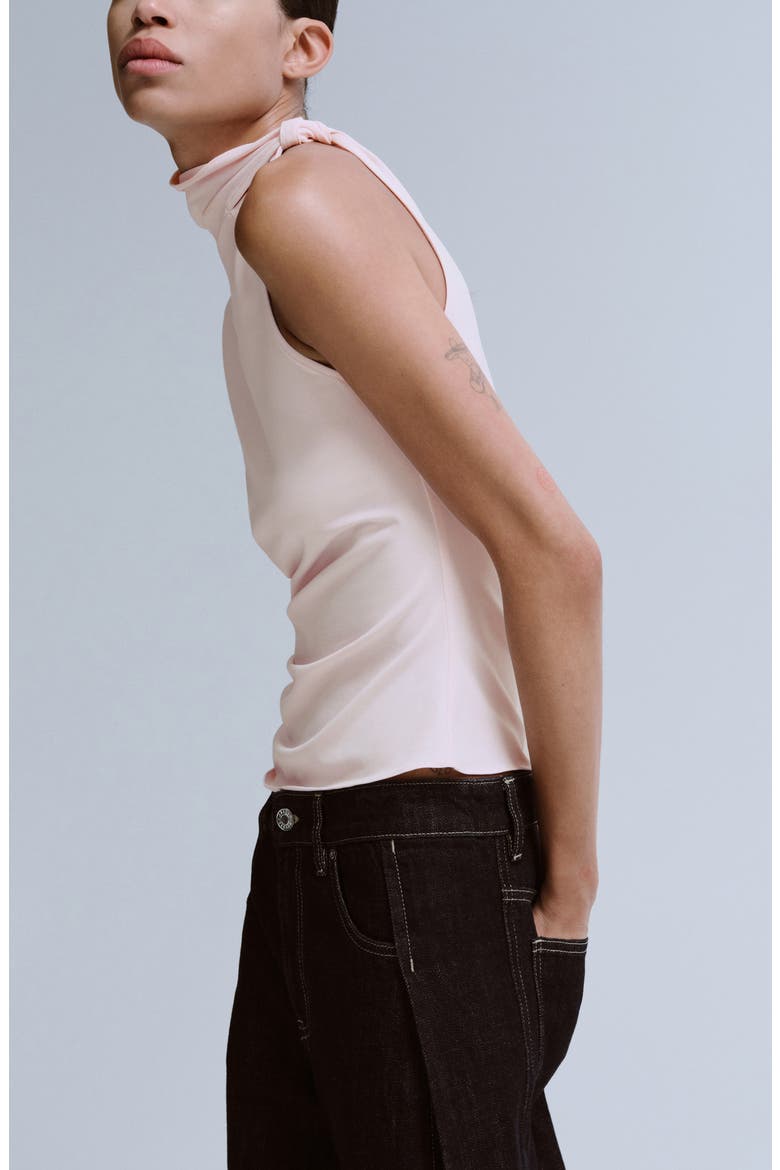 One-Shoulder Turtleneck Top, Alternate, color, PALE PINK