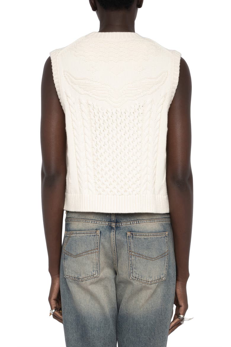 Mally Cable Stitch Vest, Alternate, color, VANILLE