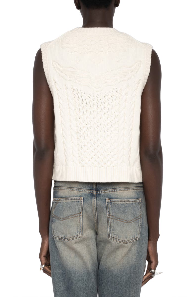 Zadig & Voltaire Mally Cable Stitch Vest, Alternate, color, Vanille