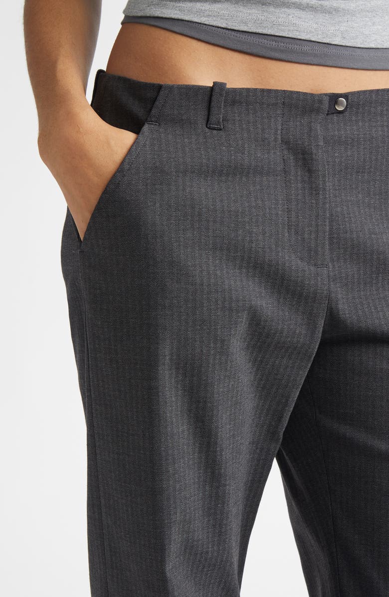 Paloma Wool Sil Herringbone Suiting Straight Leg Trousers, Alternate, color, Grey