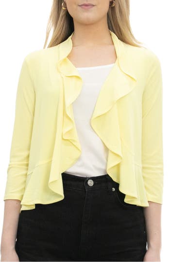 Nina Leonard Chiffon Ruffle Bolero In Lemon Zest
