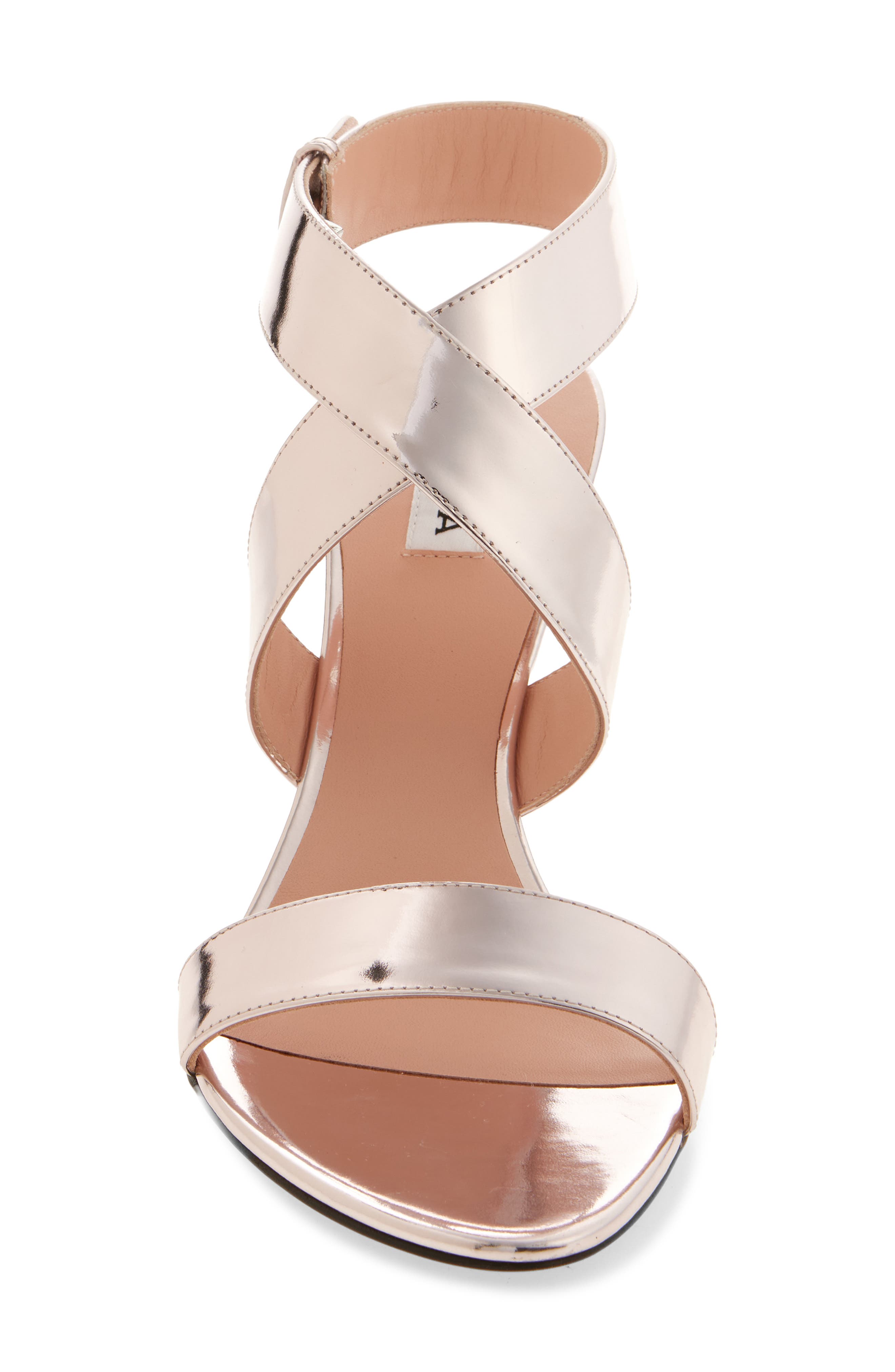 Alaïa Mirror Finish Cone Heel Sandal, Alternate, color, Blush/ Argent