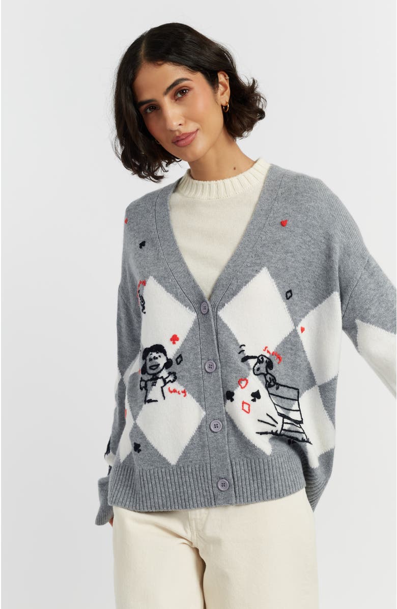 Chinti & Parker Wool Cashmere Peanuts Poker Cardigan, Main, color, Grey Marl