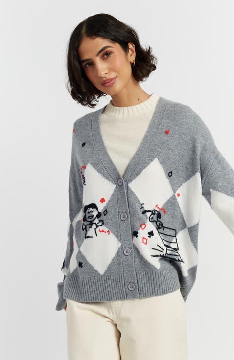 Wool Cashmere Peanuts Poker Cardigan