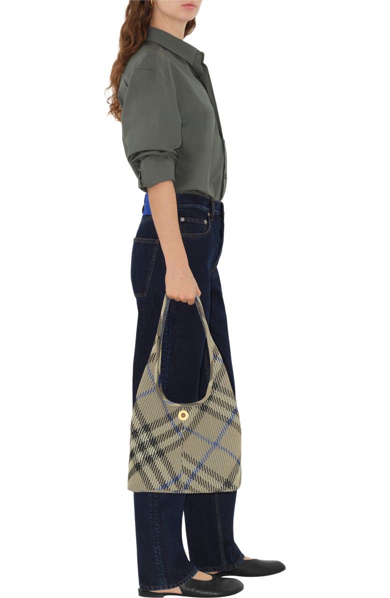 Burberry Small Check Knitted Shoulder Bag, Alternate, color,