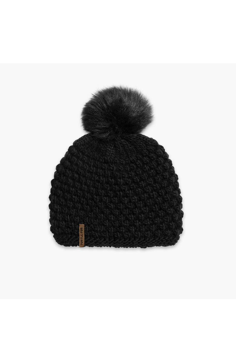 Turtle Fur Snowfall Pom Slouch Beanie, Main, color, Black