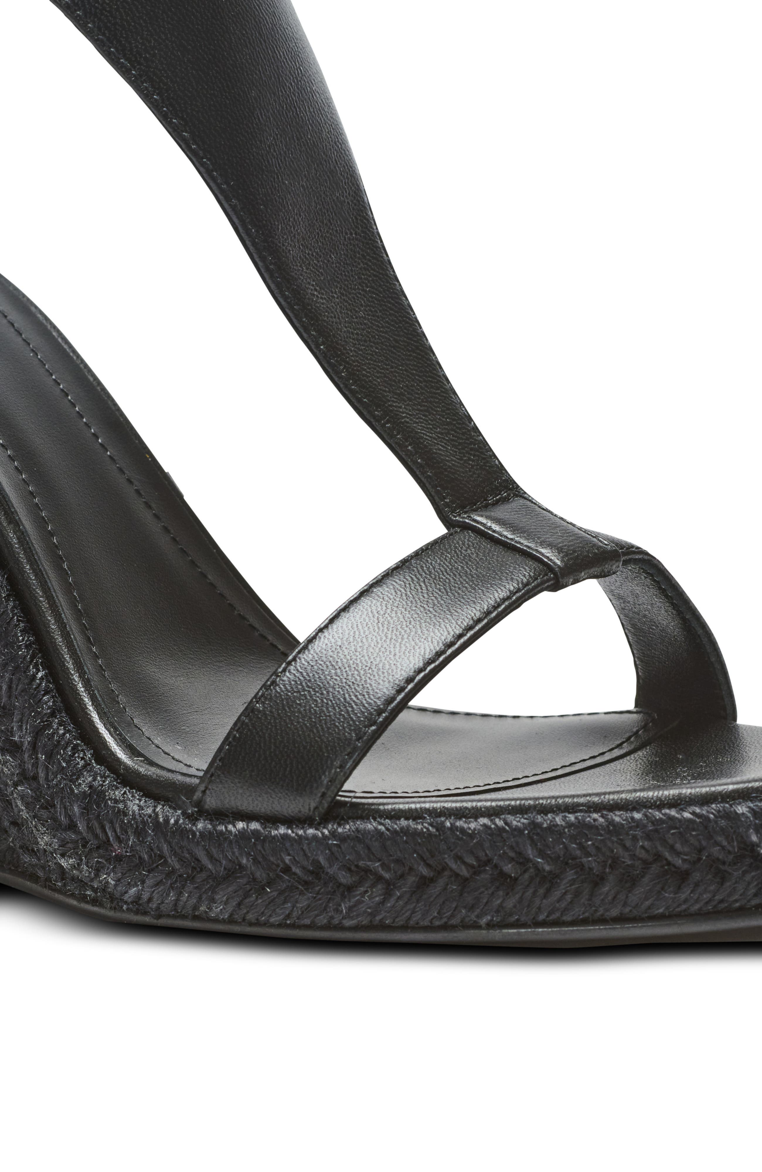 Balmain Anthem wedge lambskin espadrilles, Alternate, color, Black