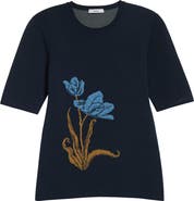 Erdem Short Sleeve Jacquard Sweater