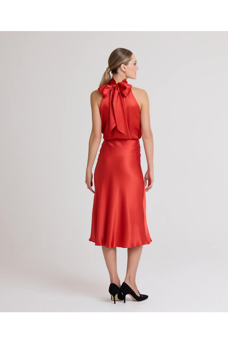 Beatrice Silk Satin Midi Slip Skirt, Alternate, color, Red