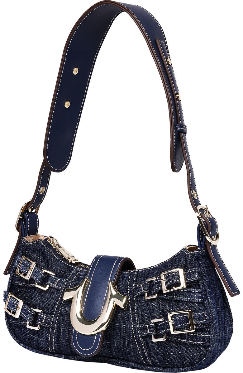 True Religion Multi-Strap Denim Shoulder Bag, Alternate, color, Dark Denim