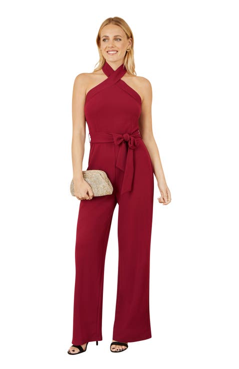 Cross Over Halter Neck Jumpsuit