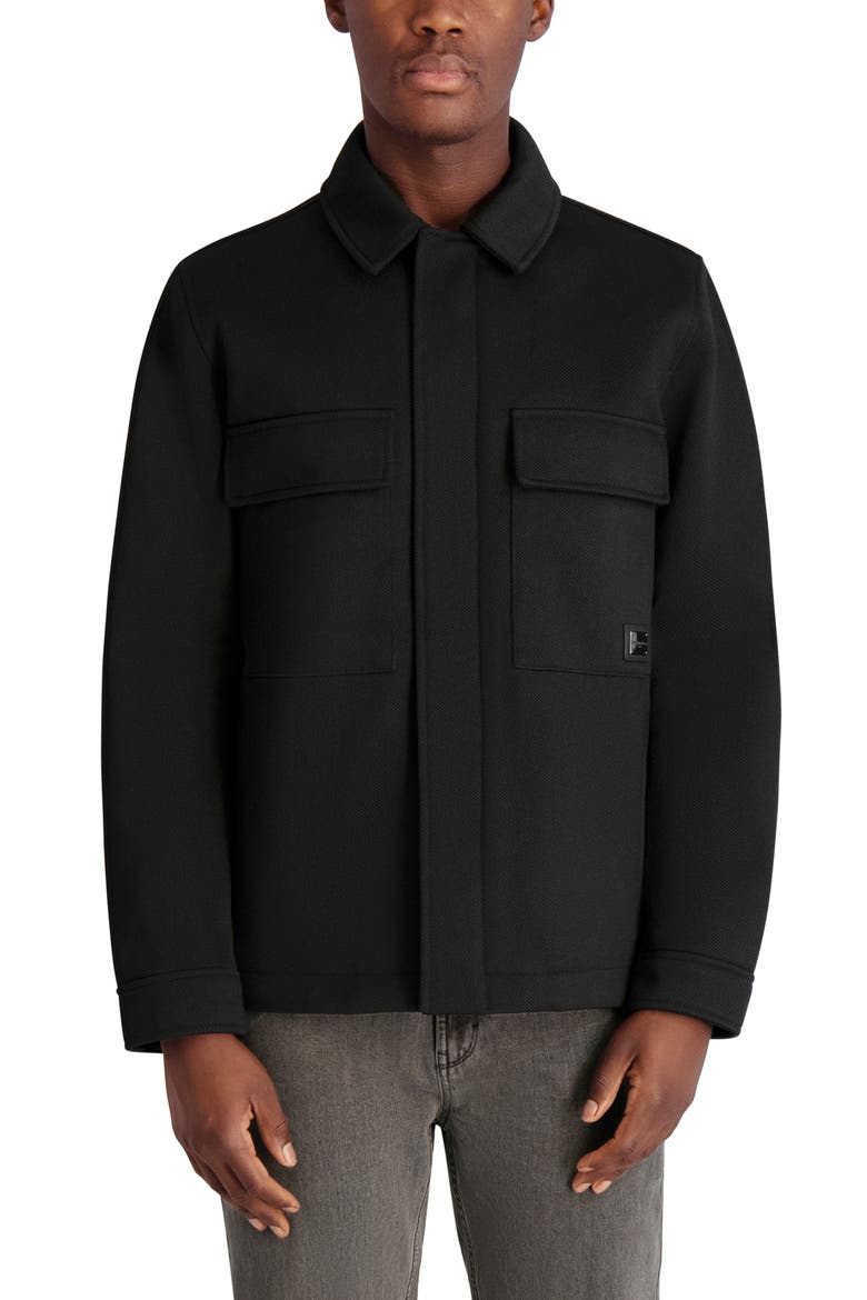 Twill Shirt Jacket, Main, color, BLACK