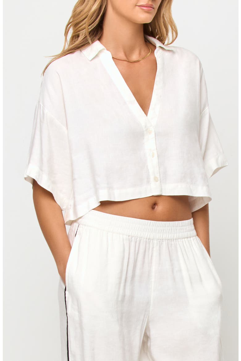 Kitt Cropped Cover-Up Top, Alternate, color, CREAM