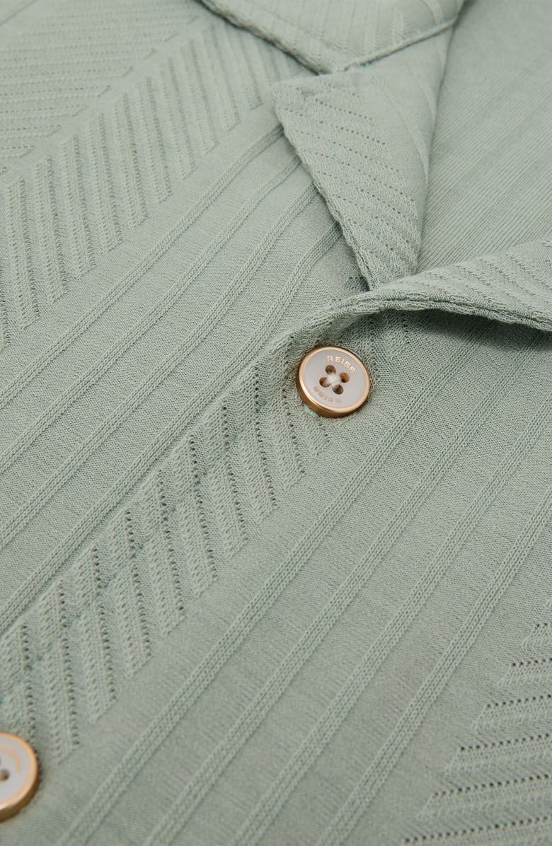 Reiss Frederick Textured Stripe Camp Shirt, Alternate, color, Mint Green
