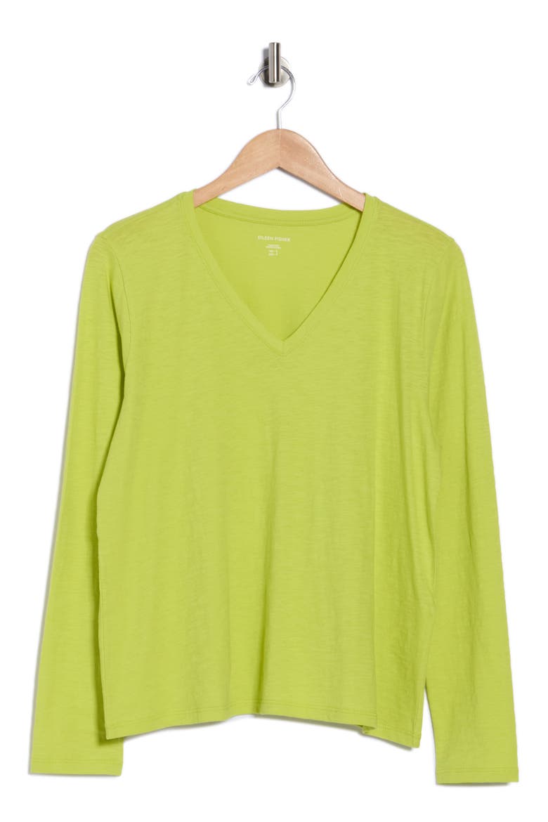 V-Neck Easy Organic Cotton T-Shirt, Alternate, color, CHARTREUSE