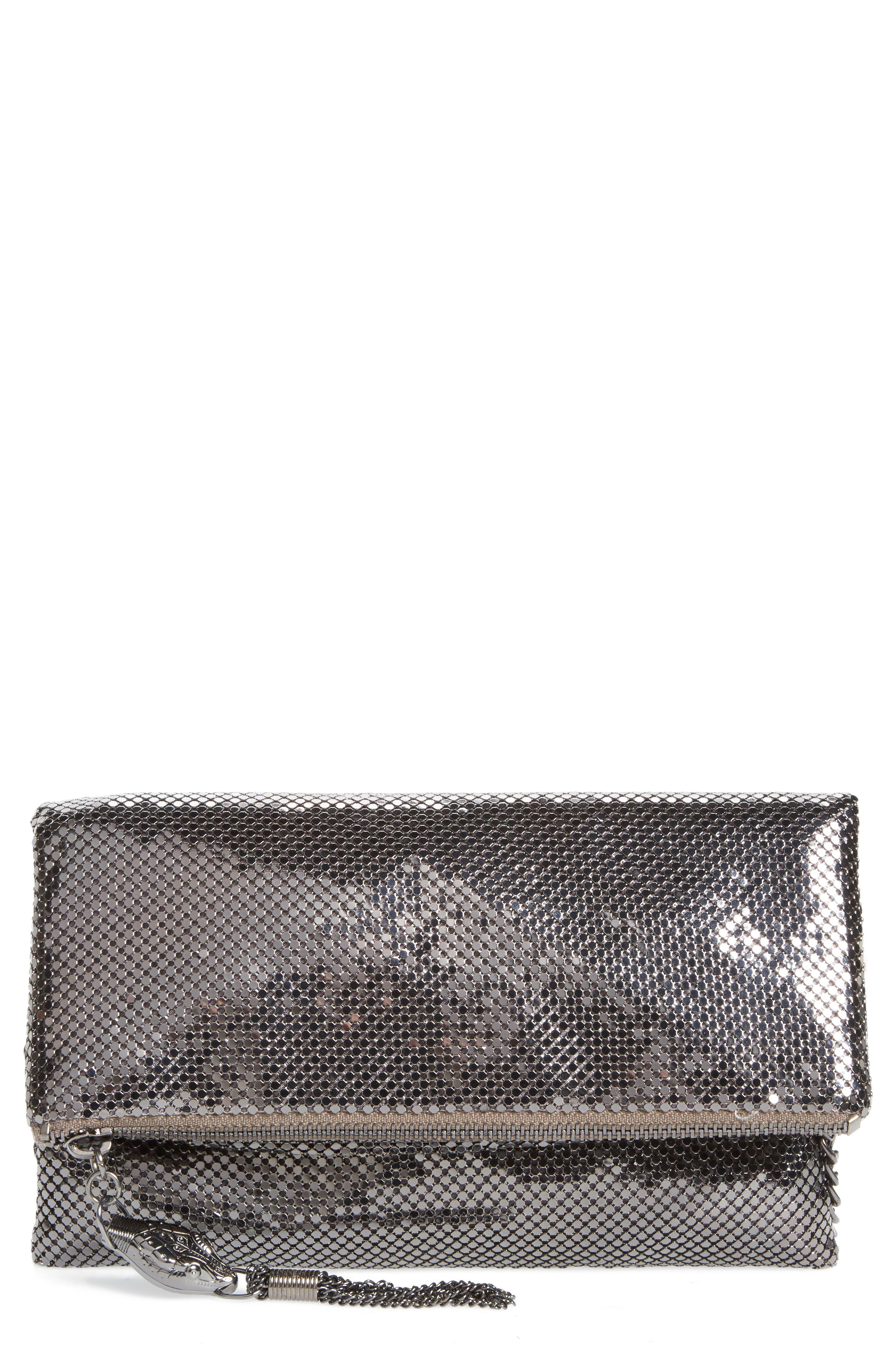Whiting & Davis Mesh Foldover Crossbody Clutch, Main, color, 