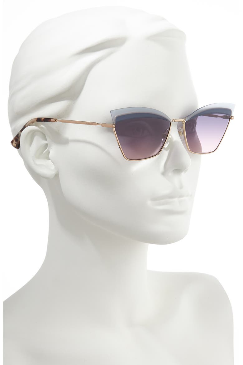 60mm Cat Eye Sunglasses, Alternate, color, ROSE GOLD/ BLUE