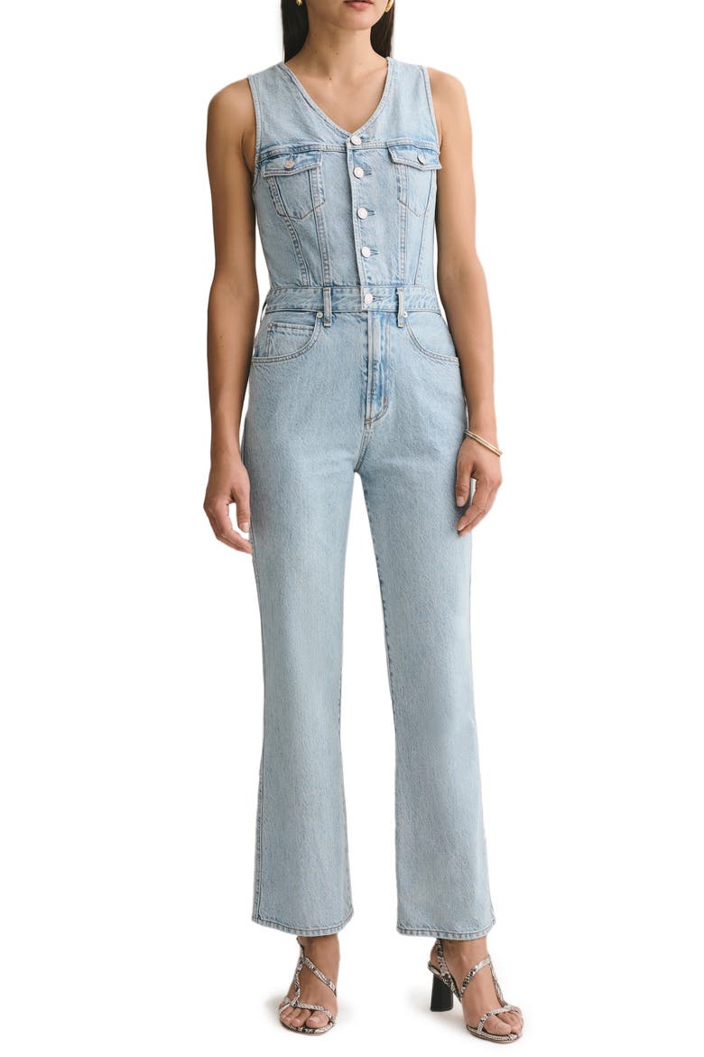 Fitted Sleeveless Denim Jumpsuit, Main, color, WESTWARD