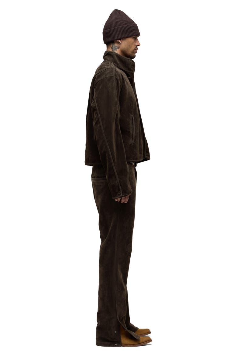 Faux Suede Jacket, Alternate, color, DARK BROWN