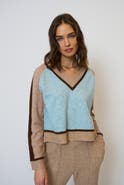 Central Park West Ash Color Blocked V-Neck