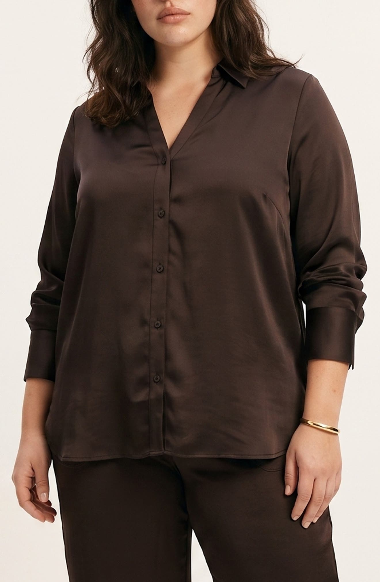 Satin Button Down Shirt