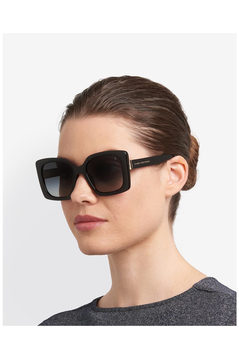 53mm Gradient Square Sunglasses, Alternate, color, BLACK