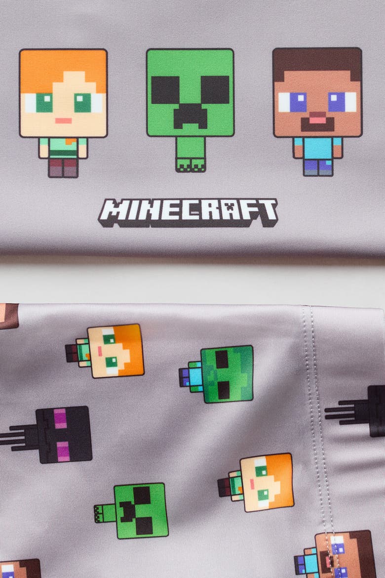 Printed Swim Set, Alternate, color, Dark gray/Minecraft