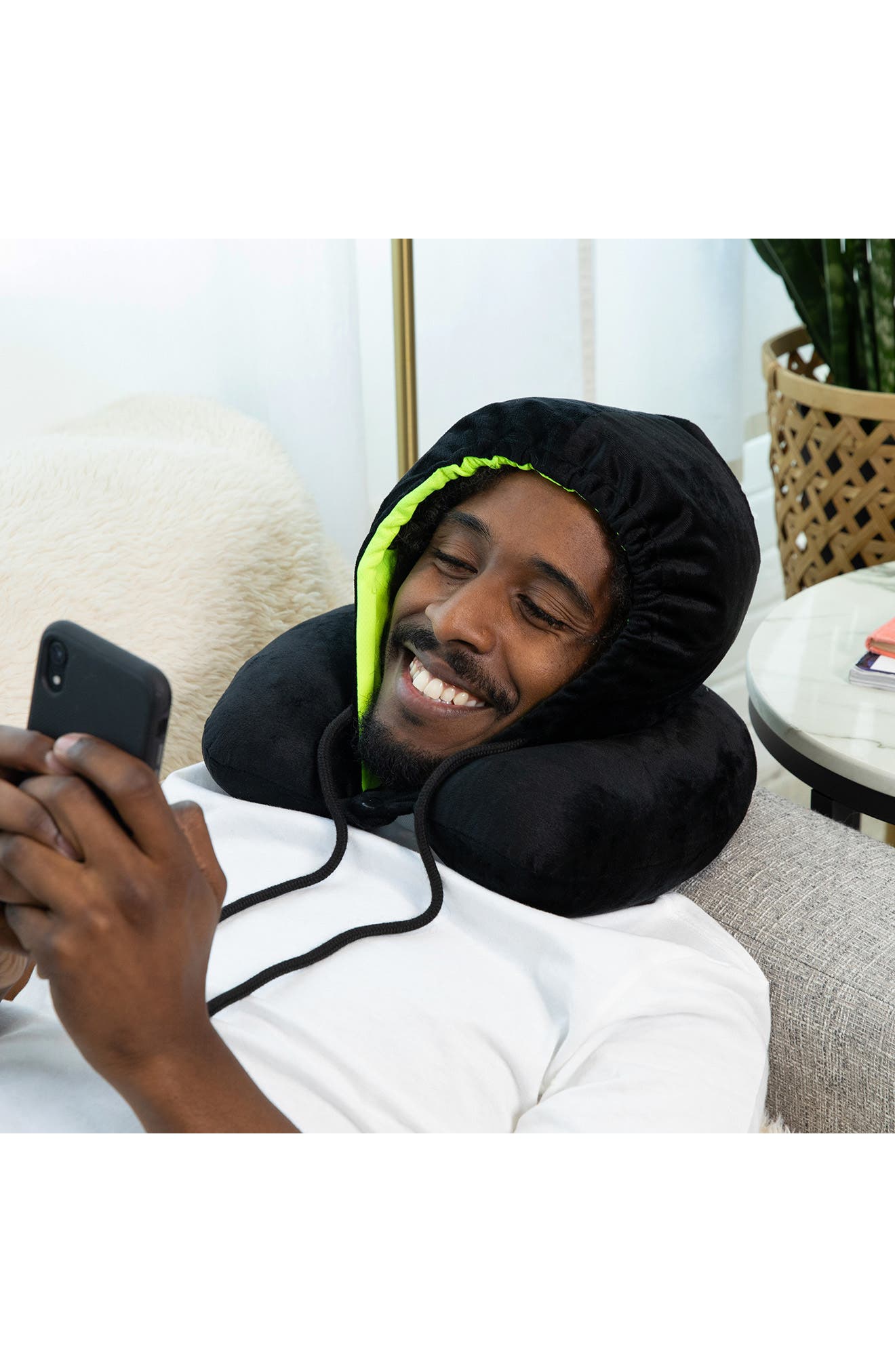 Wolf Essentials Hooded Neck Pillow, Alternate, color, Black