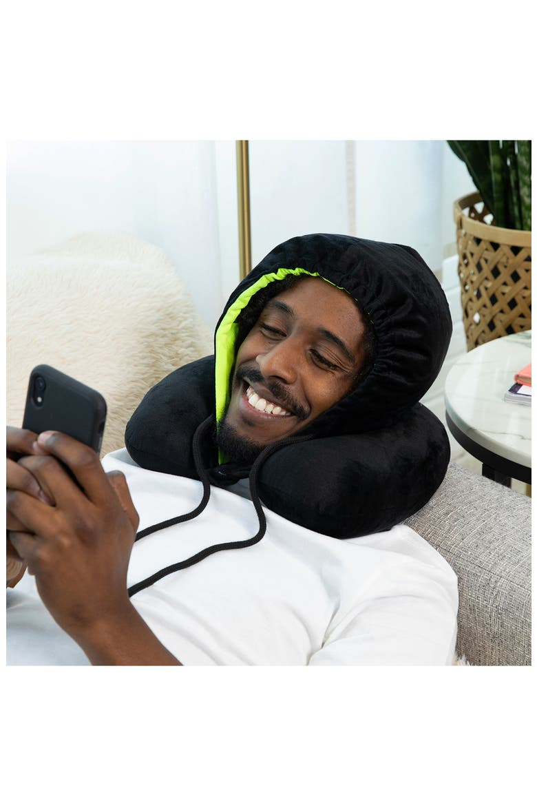Hooded Neck Pillow, Alternate, color, BLACK