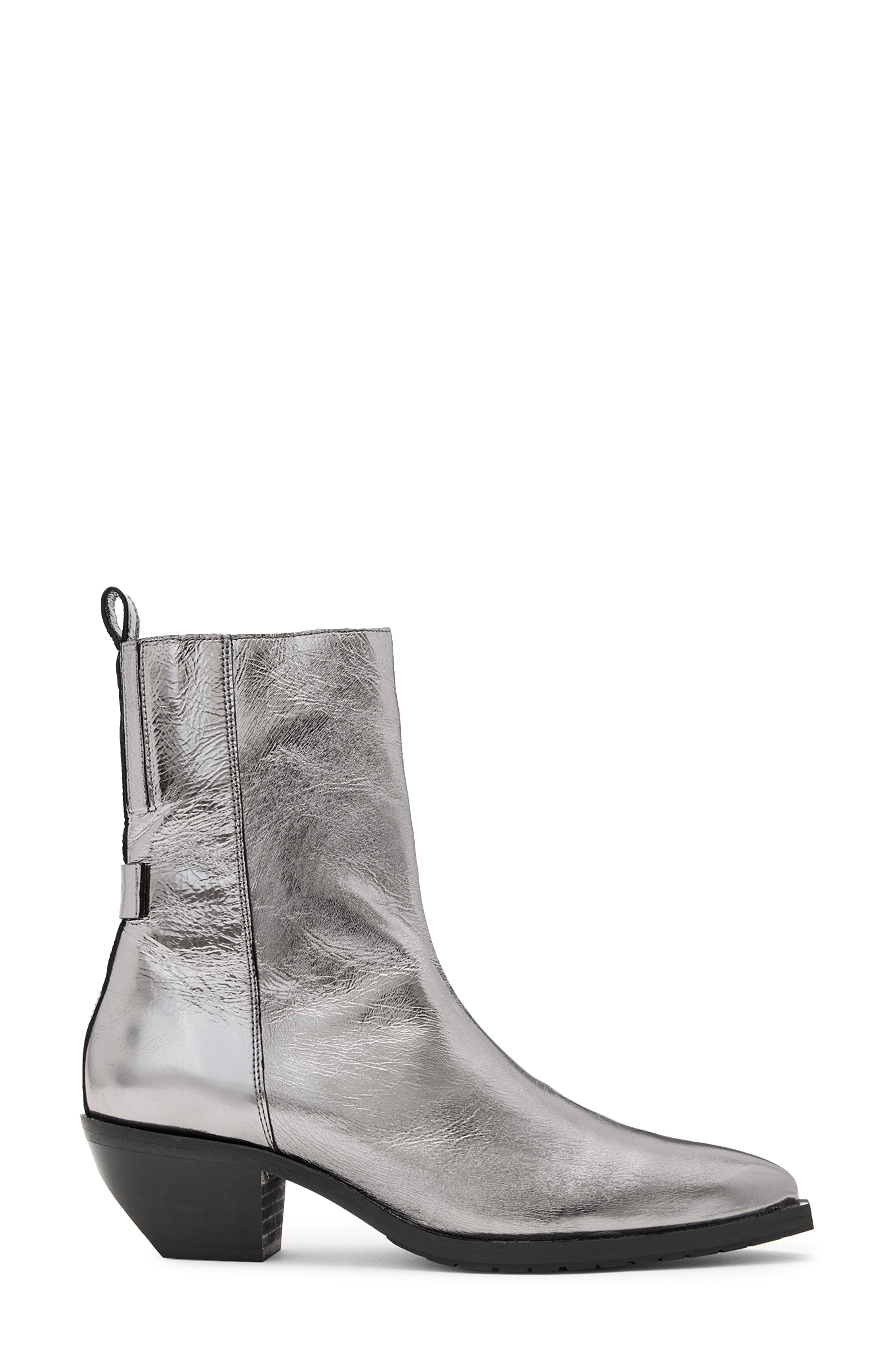 AllSaints Bazely Metallic Bootie, Alternate, color, 