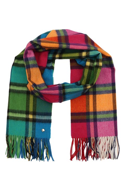 plaid mix yarn dye wool blend scarf