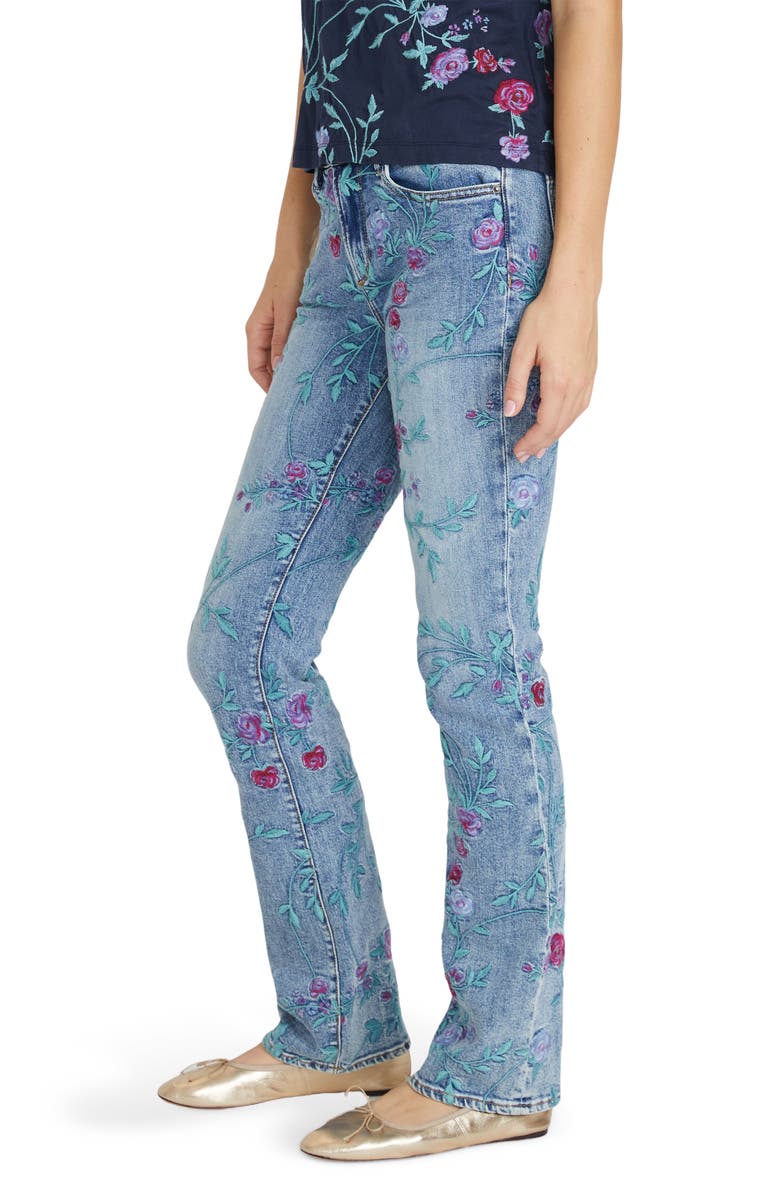 Driftwood Kelly x Bold Blossoms Embroidered Bootcut Jeans, Alternate, color, 