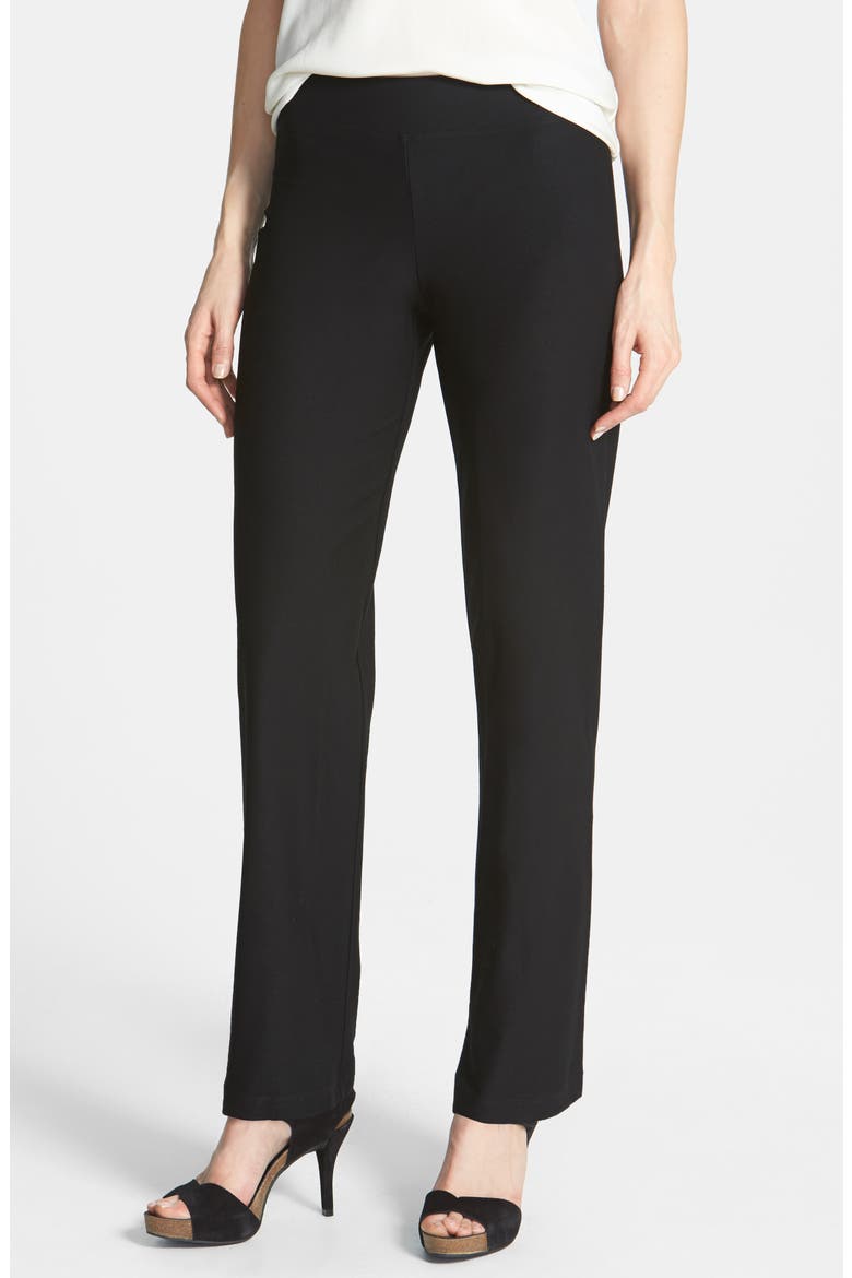 Straight Leg Crepe Pants, Main, color, BLACK