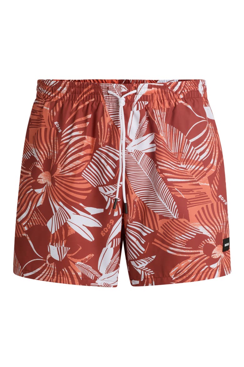 Piranha Floral Swim Trunks, Alternate, color, BT ORGE