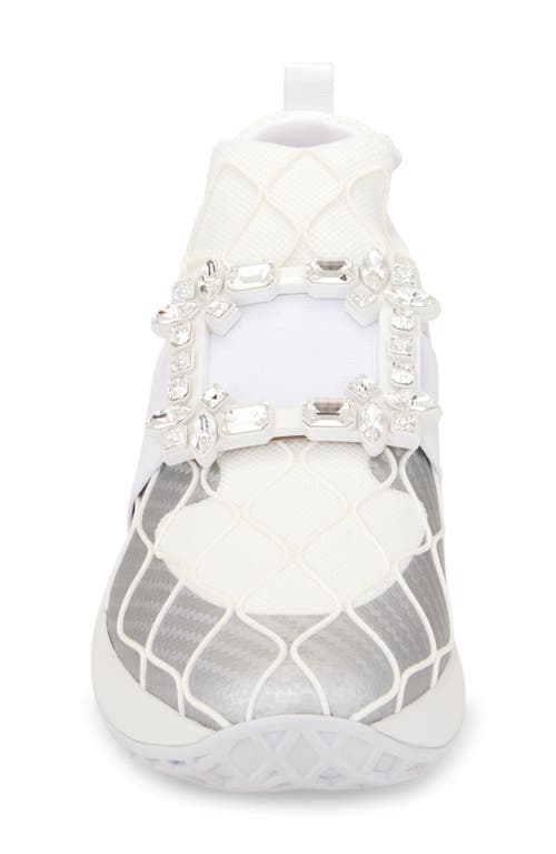 Roger Vivier Viv Run Strass Technical In Argento/bianco