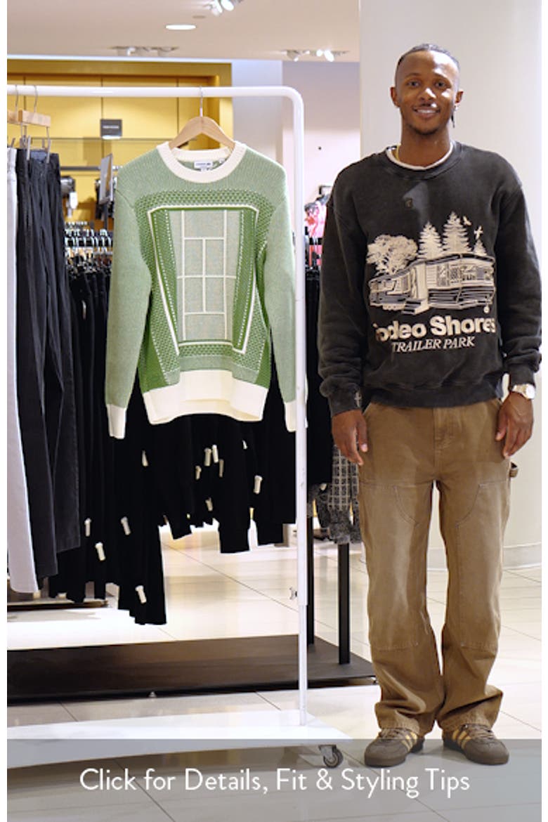 Lacoste Tennis Court Cotton Blend Jacquard Sweater (Men) | Nordstrom