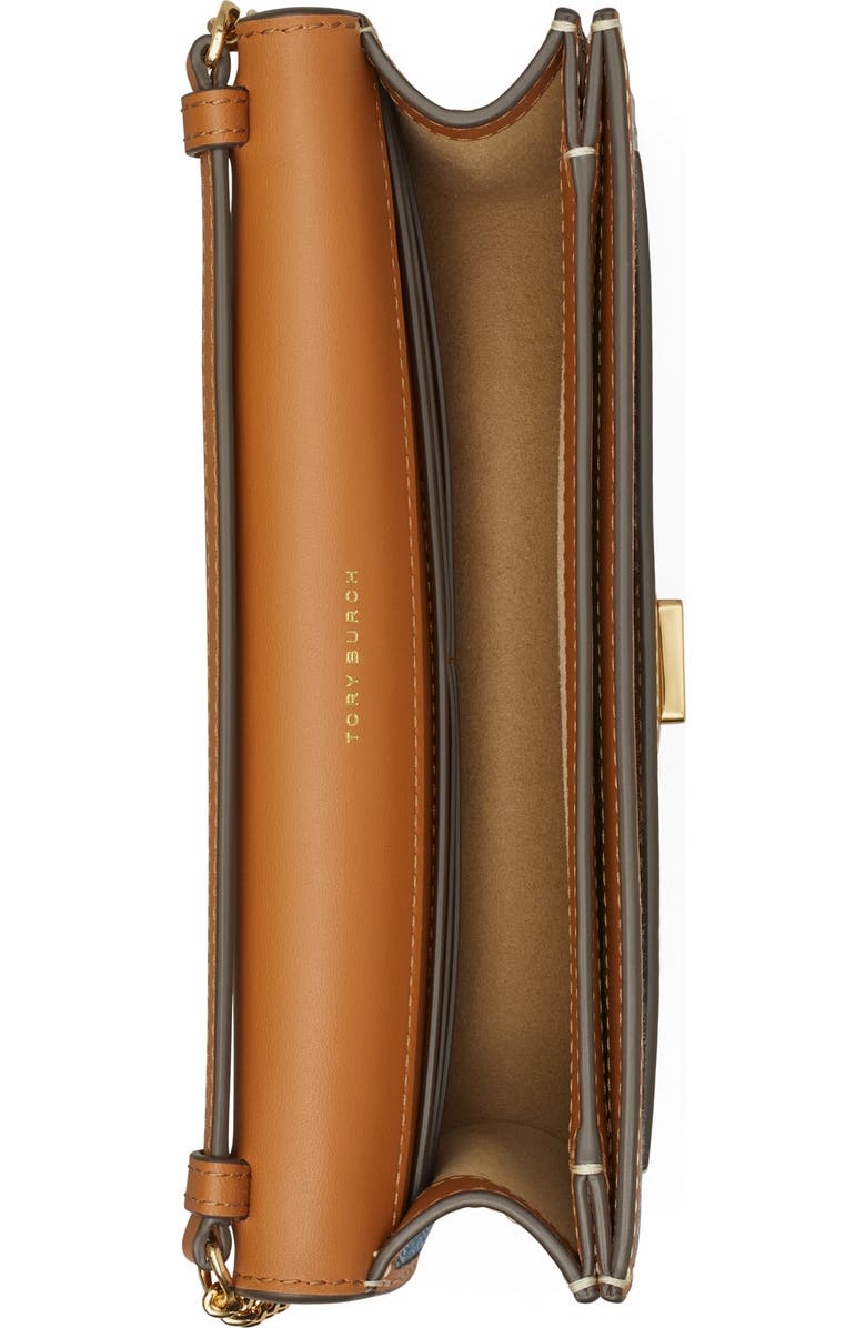 Tory Burch T Monogram Denim Wallet on a Chain, Alternate, color,